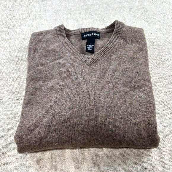 Grayson & Dunn Men's SZ Large Brown 100% Lamb's Wool Sweater - Picture 1 of 7